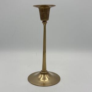 Vintage Brass Tall Stem Candlestick Holder Taper Candle 7" Tall MCM Design